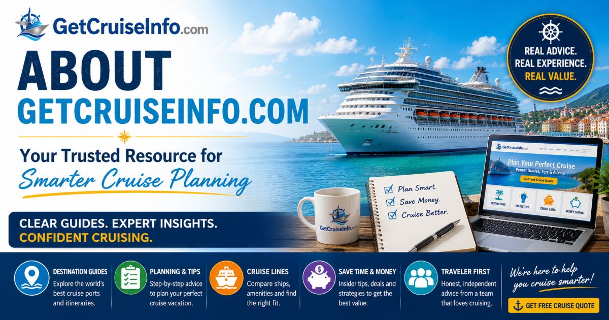 About GetCruiseInfo.com featuring cruise planning expertise, destination guides, cruise ships, and traveler-focused cruise advice