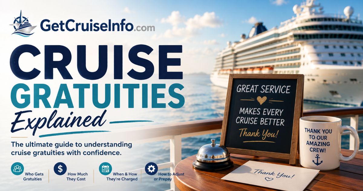 Cruise gratuities explained including daily tipping charges, cruise line policies, and onboard service fees
