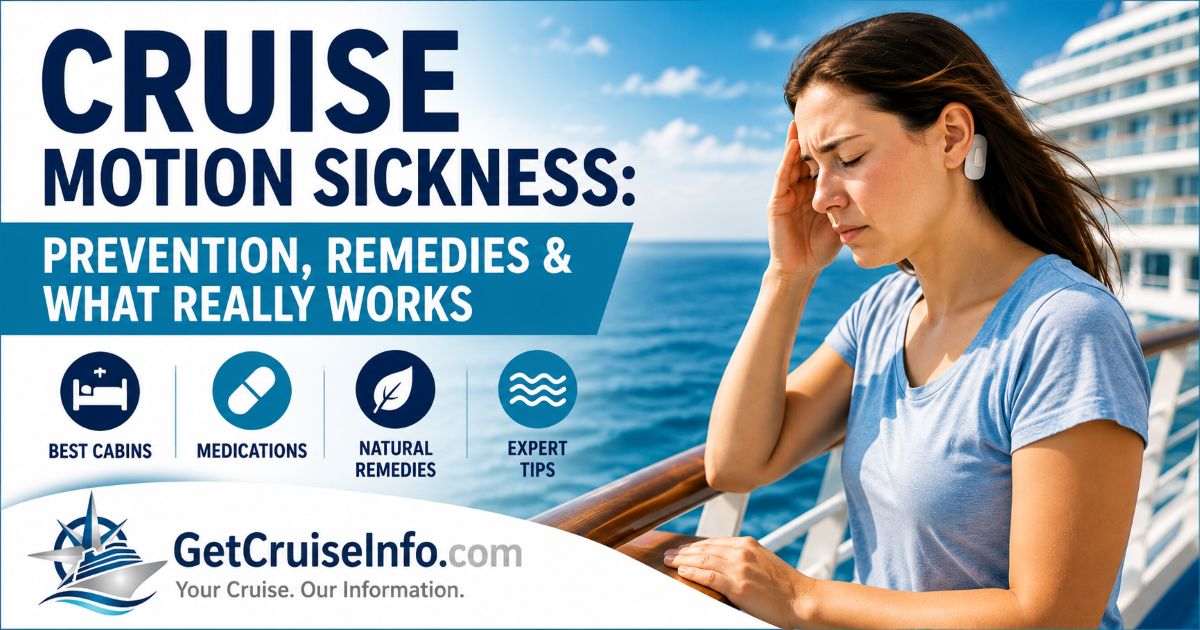 Cruise motion sickness prevention guide showing calm cruising and seasickness remedies