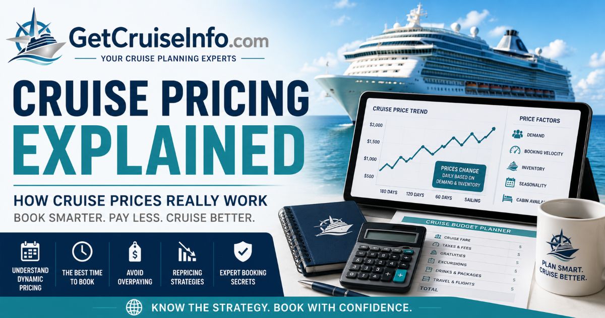 Cruise pricing explained guide featuring cruise fares, booking timing, pricing trends, cruise deals, and booking strategy