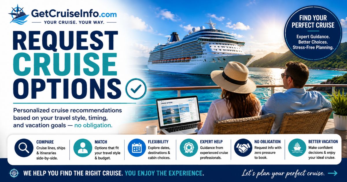 Cruise quote request page featuring cruise planning consultation, cruise ship comparisons, itineraries, and personalized cruise guidance