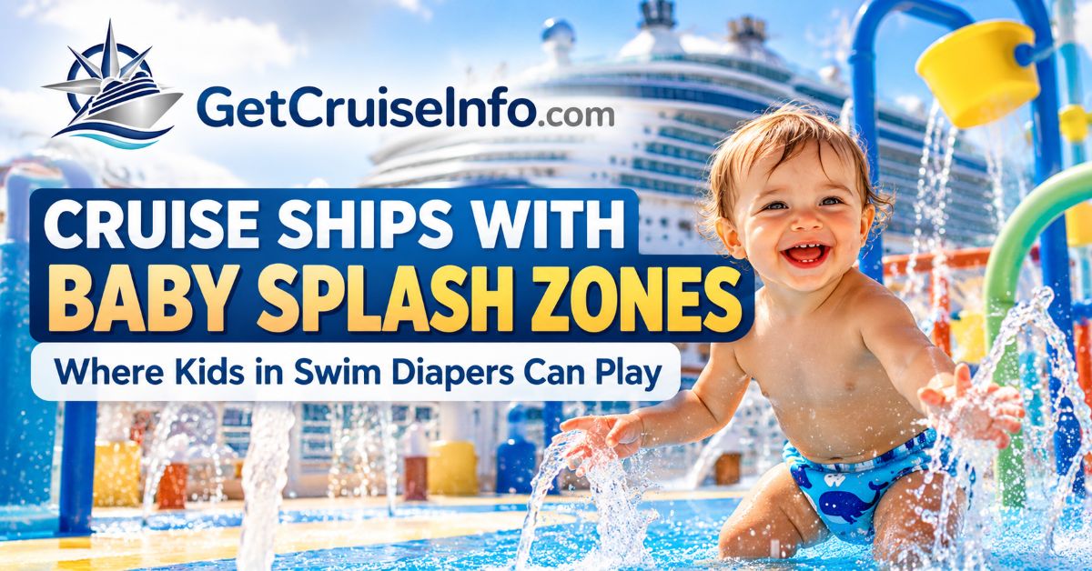Cruise ship baby splash zone guide showing water play areas for babies and toddlers who are not fully toilet trained