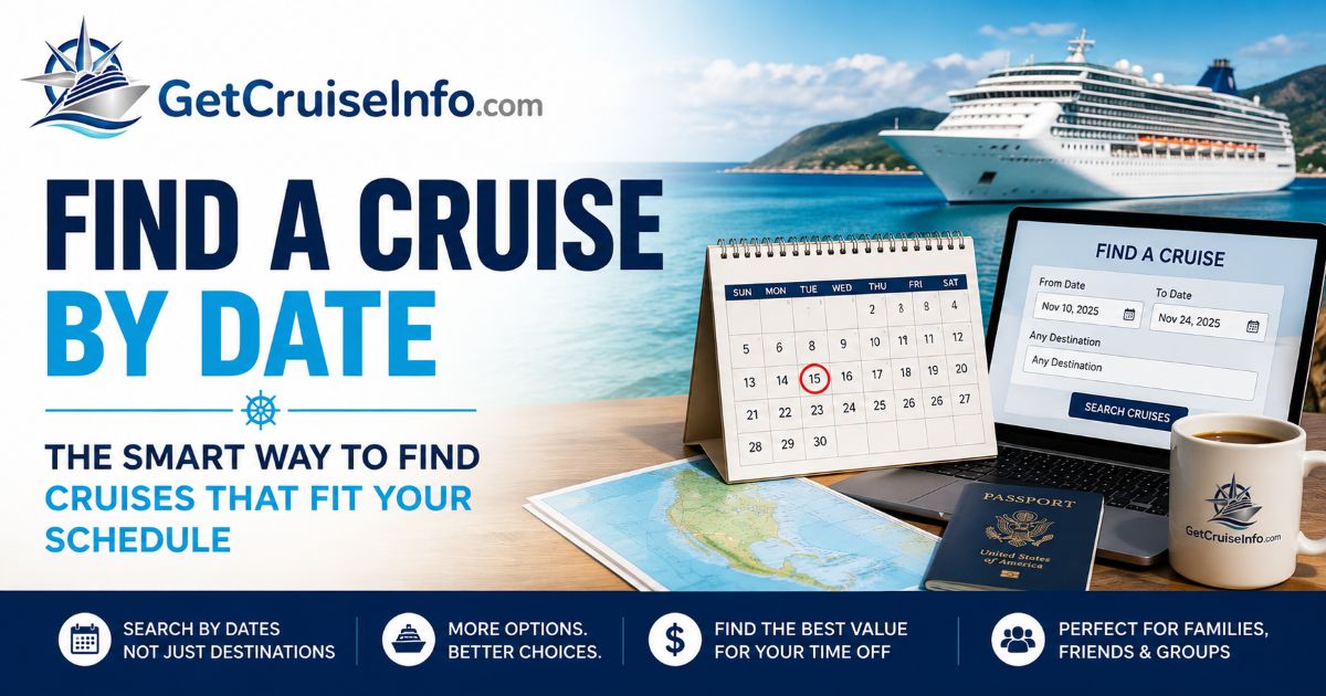 Find a cruise by date using vacation dates, departure ports, cruise length, and destination