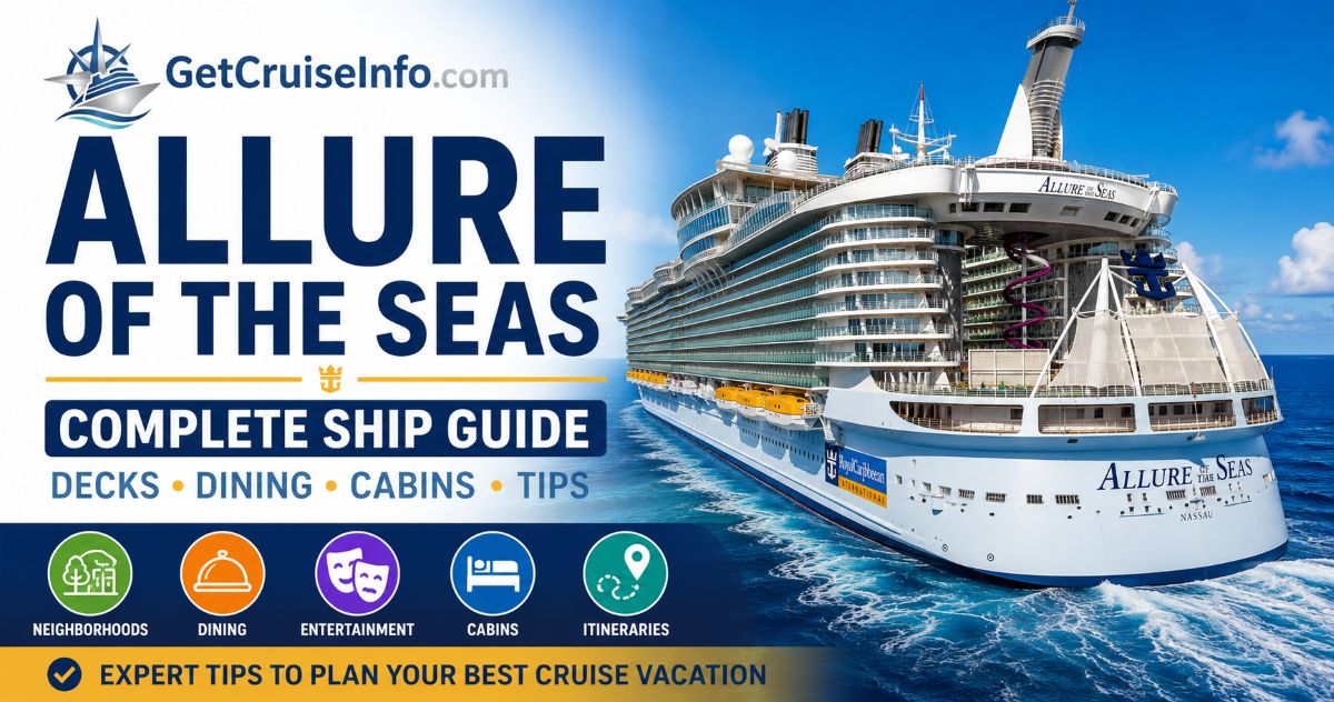 Allure of the Seas cruise ship featuring neighborhoods, entertainment, dining, and Royal Caribbean cruise experiences