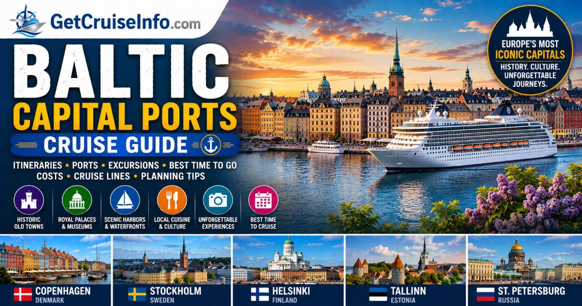Baltic capital ports cruise guide featuring Stockholm, Copenhagen, Helsinki, Tallinn, European architecture, and Baltic cruise planning advice