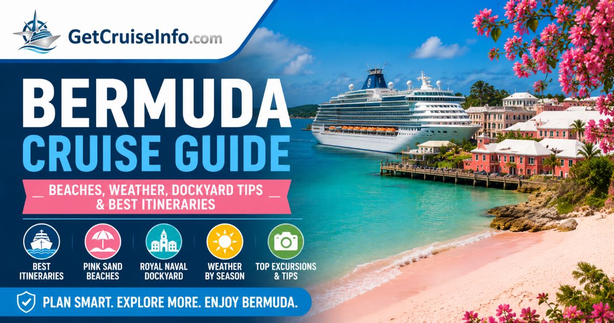 Bermuda cruise guide featuring pink sand beaches, Royal Naval Dockyard, Bermuda cruise itineraries, and Bermuda travel planning advice