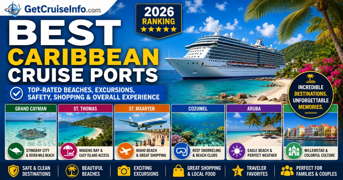 Best Caribbean cruise ports guide featuring beaches, cruise ships, tropical islands, snorkeling, and Caribbean cruise planning advice