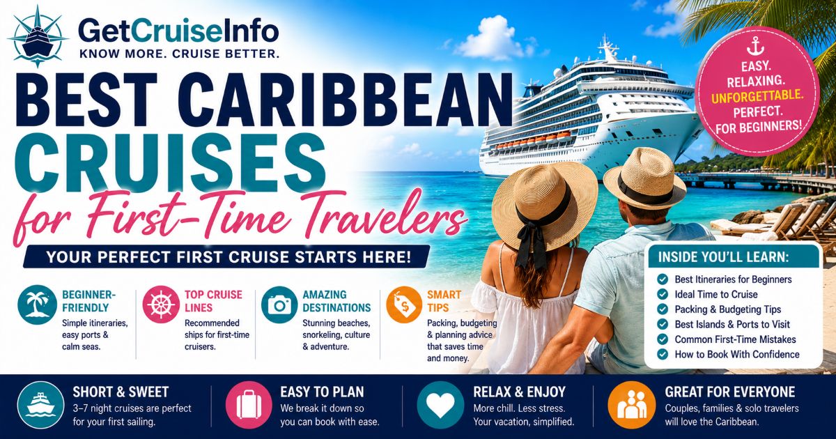 Best Caribbean cruises for first-time travelers featuring tropical cruise ships, beginner cruise planning, Caribbean beaches, and cruise vacation preparation