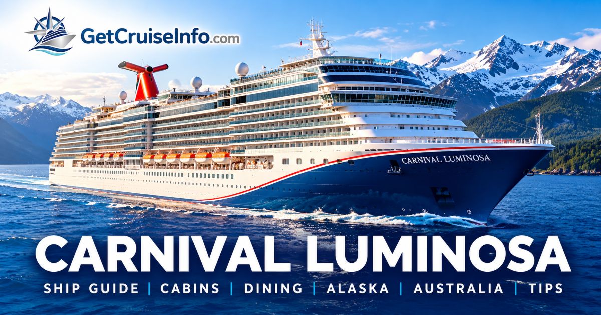 Carnival Luminosa cruise ship guide covering Alaska and Australia cruises, cabins, dining, entertainment, and planning tips