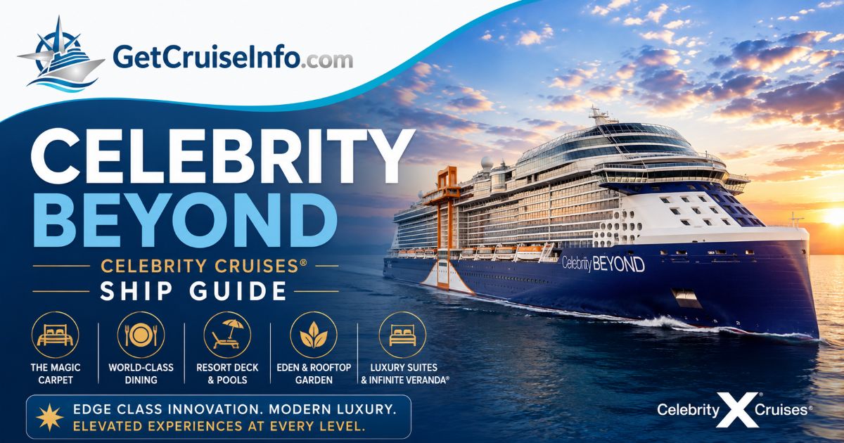 Celebrity Beyond cruise ship featuring Edge Class innovations, The Magic Carpet, and premium cruise experiences