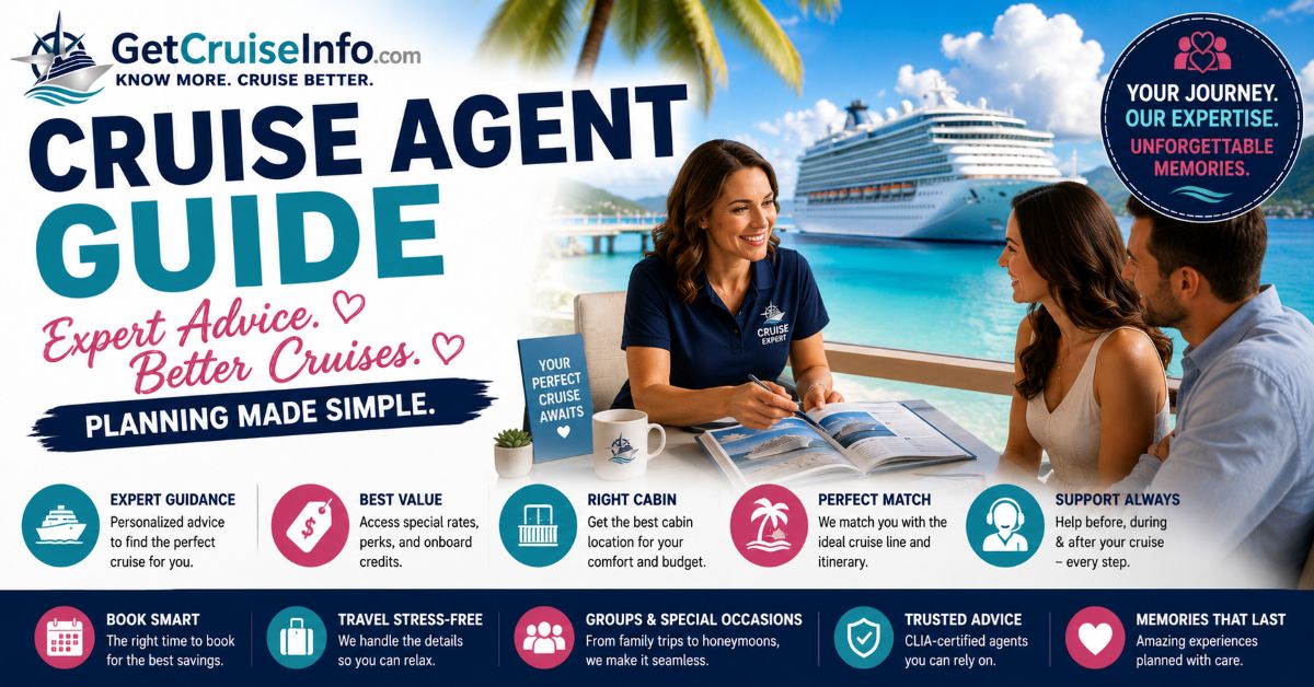 Cruise travel agent guide featuring cruise planning, cabin selection, cruise booking assistance, travel advisor support, and cruise vacation planning