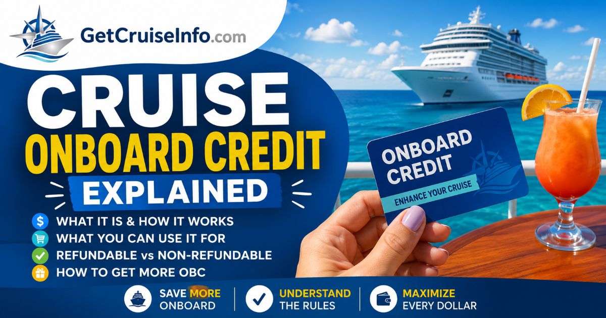 Cruise onboard credit explained including OBC rules, refunds, gratuities, casino use, and onboard spending