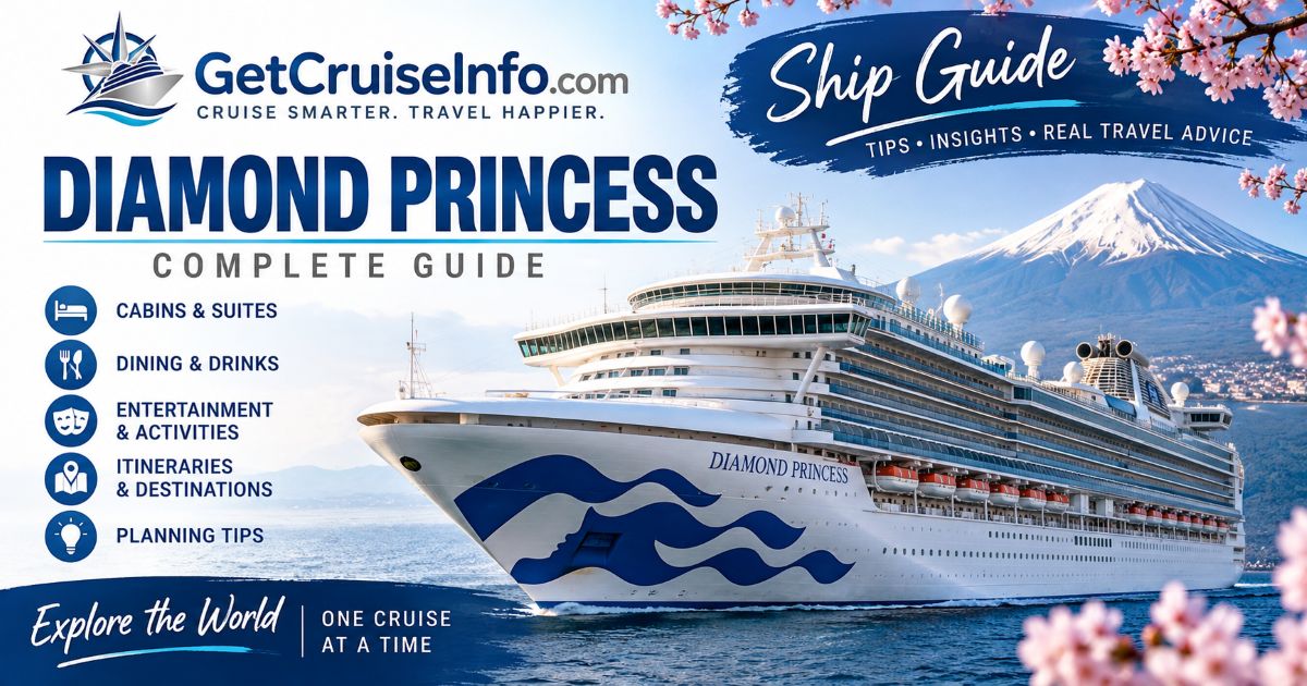 Diamond Princess cruise ship guide featuring cabins, dining, Japan itineraries, and cruise planning tips