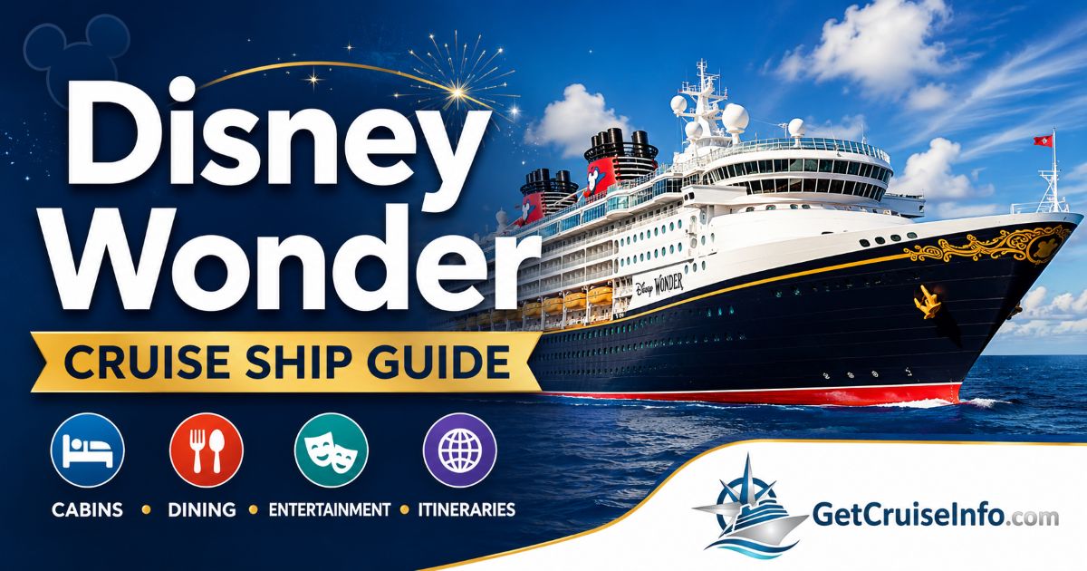 Disney Wonder cruise ship guide with cabins, dining, entertainment, itineraries, and family cruise tips