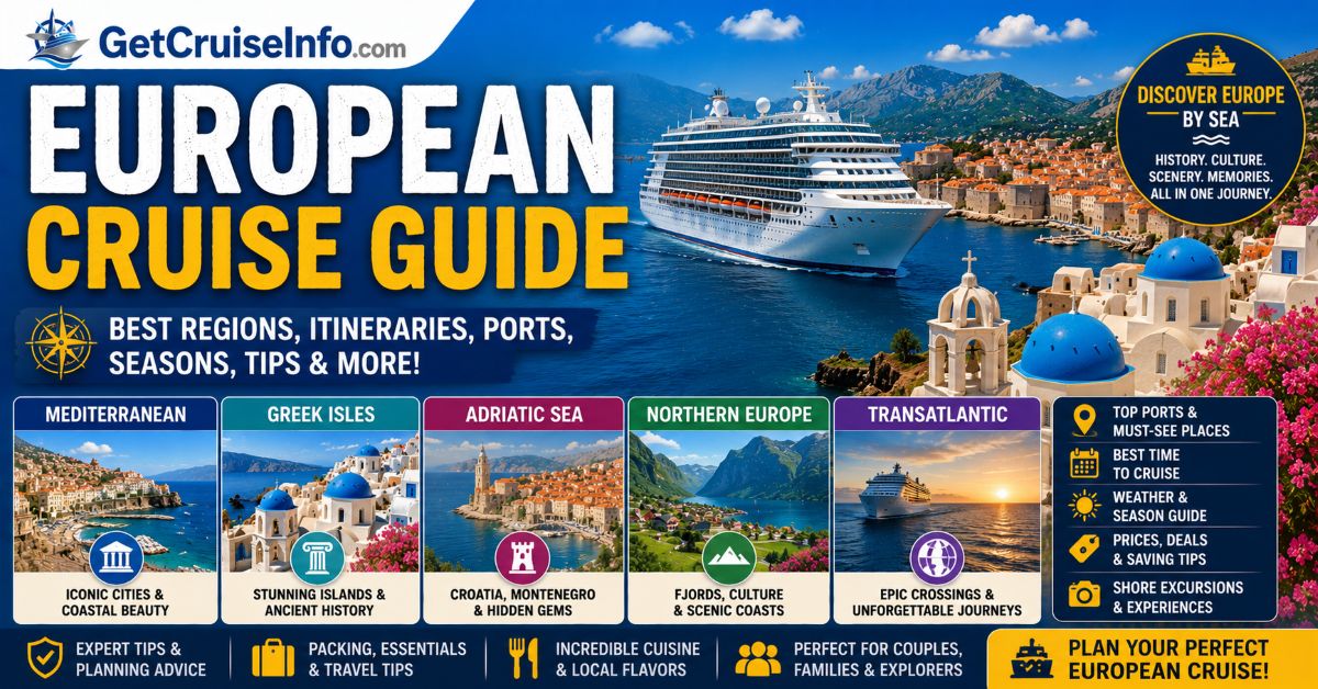 European cruise guide featuring Mediterranean ports, cruise ships, European cities, and cruise planning advice