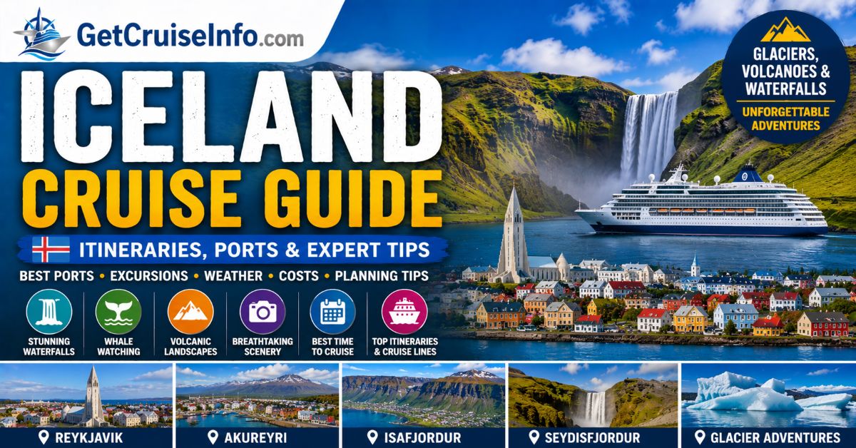 Iceland cruise guide featuring glaciers, volcanoes, waterfalls, northern landscapes, and Iceland cruise planning advice