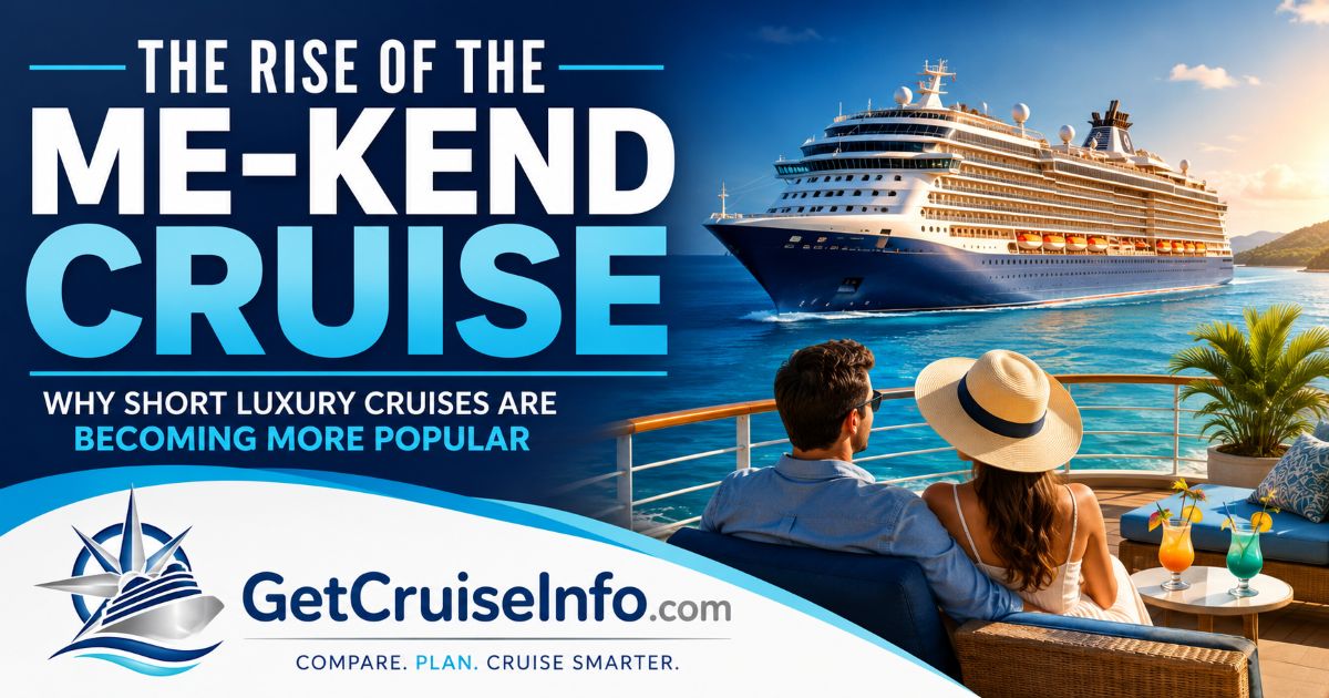 Couple enjoying a short luxury cruise getaway on a modern cruise ship