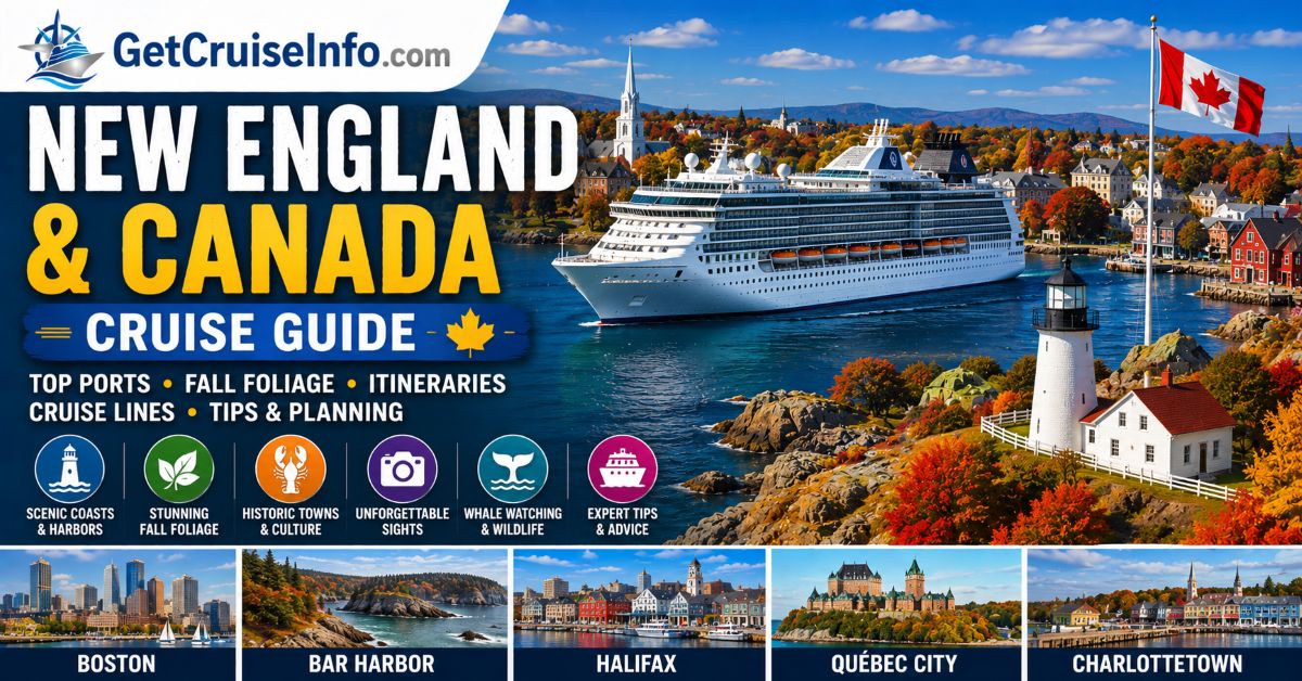 New England and Canada cruise guide featuring fall foliage, coastal ports, lighthouses, and New England cruise planning advice