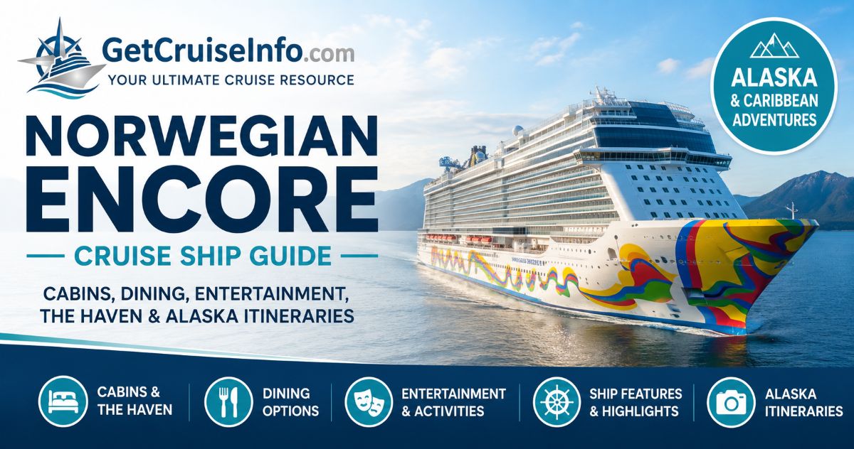 Norwegian Encore cruise ship featuring The Haven, dining, entertainment, and Alaska itineraries
