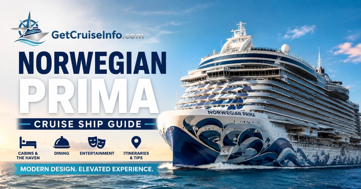 Norwegian Prima cruise ship featuring Prima Class design, dining, entertainment, The Haven, and modern NCL experiences