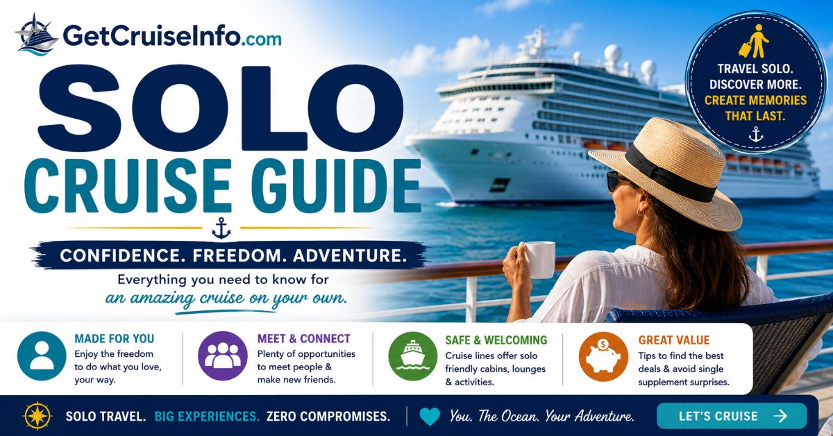 Solo cruise guide featuring solo cruise cabins, independent cruise travel, and solo cruise planning